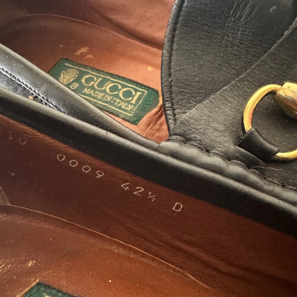 Vintage Gucci 1980s Black Leather Loafers Men’s 10.5 - Picture 5 of 6
